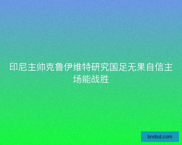印尼主帅克鲁伊维特研究国足无果自信主场能战胜